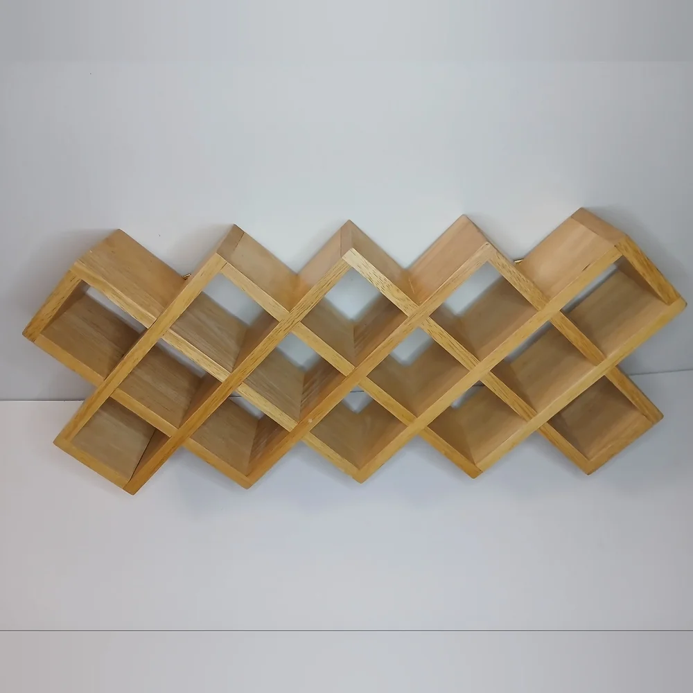 Vintage Wooden Multiple Cubby Display Shelf - 3 Rows Wooden Display Shelves